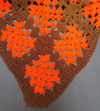 New brown & orange 52 x 72-inch handmade blanket / bedspread
