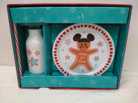 Disney Parks Mickey Milk and Cookies Santa 3 Pc Set