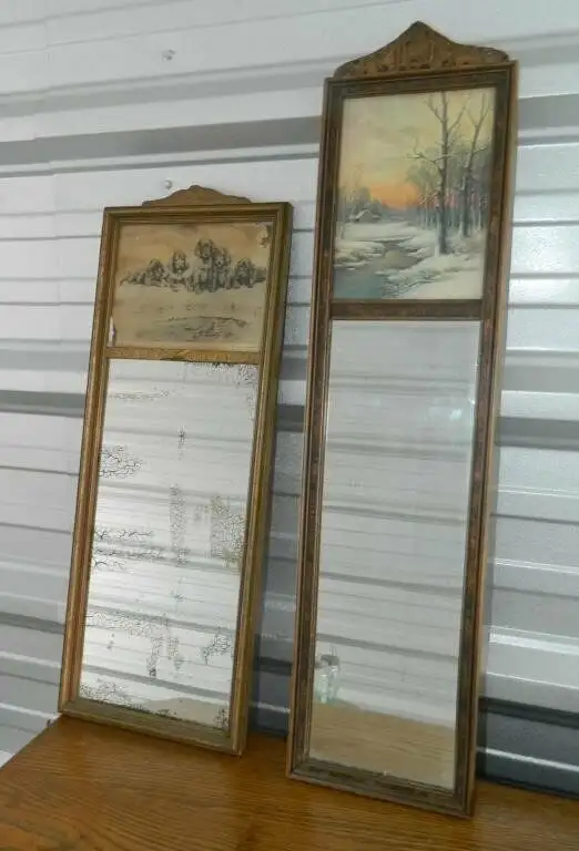 3 ALL ORIGINAL ANTIQUE WALL / DRESSER MIRRORS - DECORATED TOPS in Arts & Collectibles in Mississauga / Peel Region - Image 4