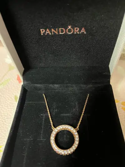 Pandora rose gold color necklace, brand new