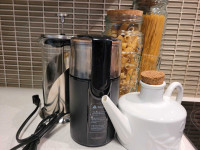 French press and coffee grinder