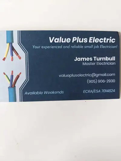 Master Electrician with over 25 years experience. I install lights, receptacles, fans and EV charger...