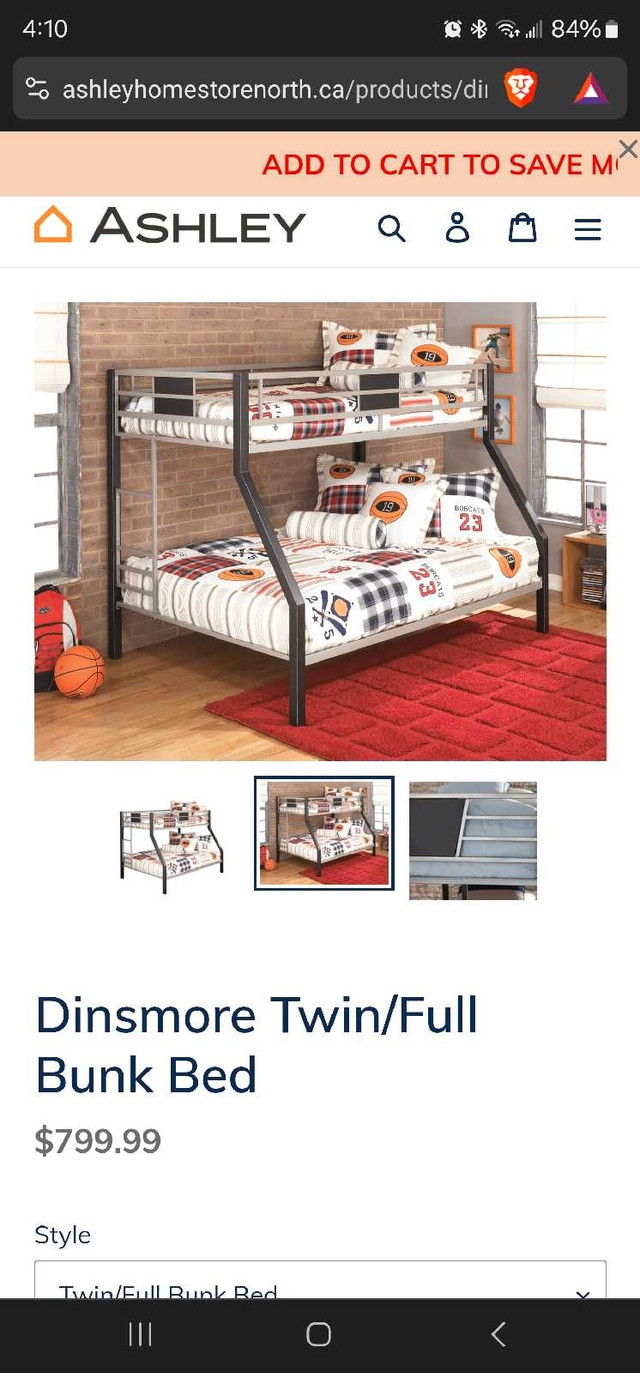 Dinsmore twin/full bunk bed in Beds & Mattresses in Regina