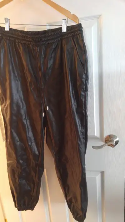 H&M", Black Vegan Leather, Size 10, View more