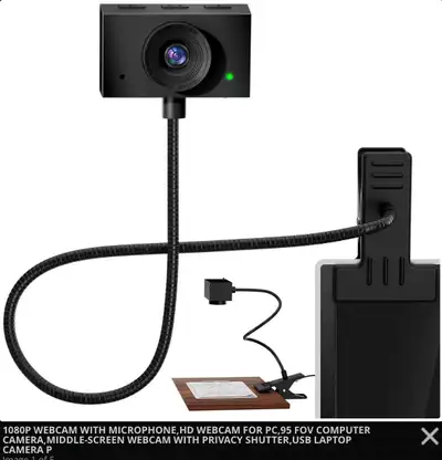 Capture crystal-clear visuals with this Danyesth 1080P webcam, featuring a built-in microphone, 95°...