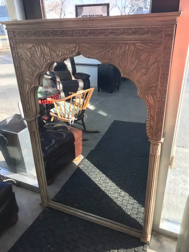 Carved Wood Mirror - (40”W x 58”H x 3”D) in Home Décor & Accents in Calgary - Image 2