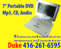 NTSC / PAL DVD Portable 7" CD-RWs, and MP3, 100~240Volts