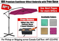Cantilever Umbrella 10ft Offset Patio Umbrella with Base Weight
