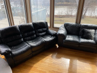 Leather Recliner Couch and Love Seat