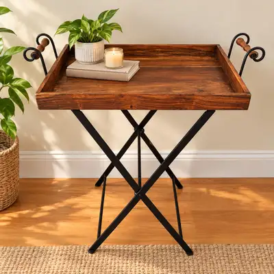 Rustic Wooden Tray Table, View more