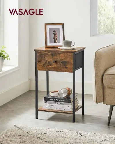 Side Tables with Fabric Drawer, 24-Inch Tall End Tables with Sto, View more
