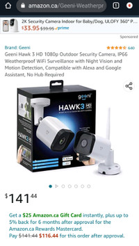 Geeni Hawk 3 HD 1080p Outdoor Security Camera, IP66, night visio