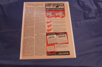 1941 Oliver Tractor Surging with Power and Pep Original Ad