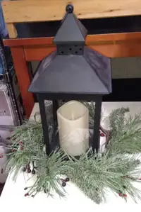 Christmas Lantern with Candle and Laurels