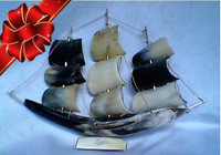 Vintage Model Tall Ship - Bone with Brass rigging - Great Gift