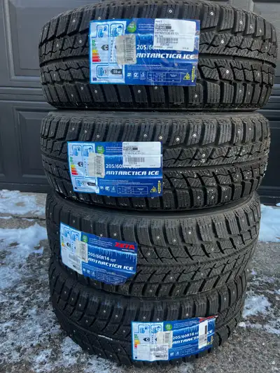 4 New Winter tires. Studded. Still lots of winter left.