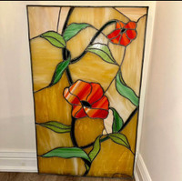 22x36” Vintage Large Stained Glass Panel