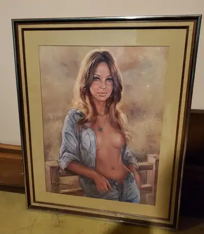 Framed Print "Felicia" 1970's by Leo Jensen Dutch Artist, View more