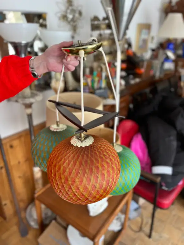 Fun Colorful Spun fibreglass light fixture retro vintage MCM in Indoor Lighting & Fans in West Island - Image 6
