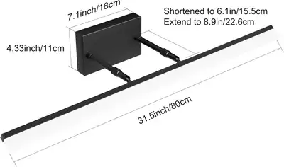 Modern Black 31.5" Adjustable Vanity Light Over Mirror – 5500K W, View more