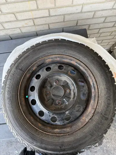 Yokahama Ice Guard set of 4 mounted on steel rims. 195/65R15 Used one season 7mm Tread Depth (15% us...