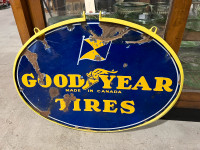 Double sided porcelain Good Year tire sign 