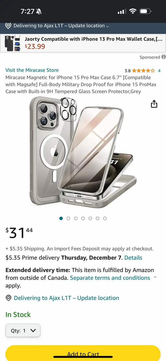 iPhone 15 pro max case comes with lens protectors in Cell Phone Accessories in Oshawa / Durham Region - Image 3