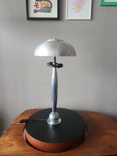 Vintage MCM space age Aluminum Table Lamp, View more