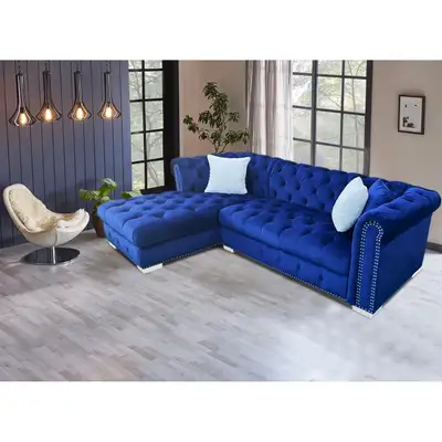2 piece Wayfair Navy Blue Velvet Sectional, View more