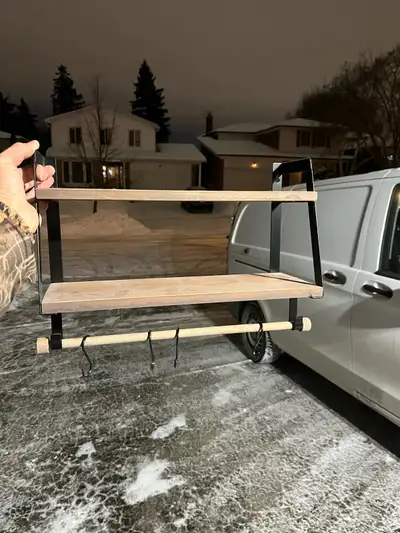 Wall Shelf with Hooks, View more