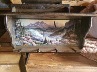 Elk and Train in Mountains Coat Shelf