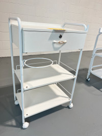 Beauty Trolley W/ Lockable Drawer And Lamp Holder