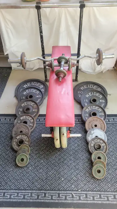 Selling my dad's at-home gym equipment. Very well loved and taken care of. Over 400 pounds of weight...