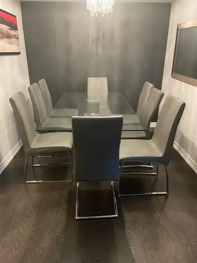 Glass table Dining Set 8 Chairs, View more