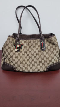 Gucci Sherry Line Shoulder Tote Bag Princy Ribbon Brown Auth