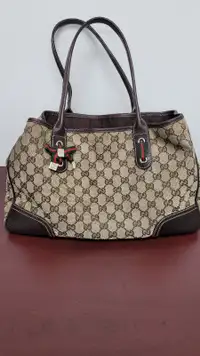 Gucci Sherry Line Shoulder Tote Bag Princy Ribbon Brown Auth