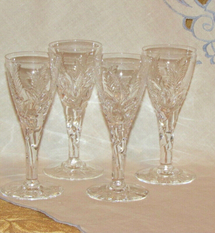 Set of 4 STUART CUT CRYSTAL ELLESMERE VINTAGE GLASSES, used for sale  