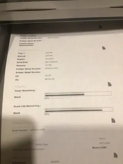 Okidata B410DN printer for sale, with an extra spare toner. Works fine. Got a multi-function printer...
