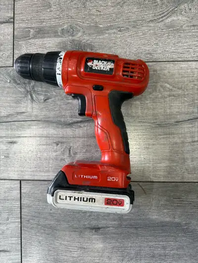 This is a Black and Decker 20V lithium drill, perfect for various home projects. This drill is used...