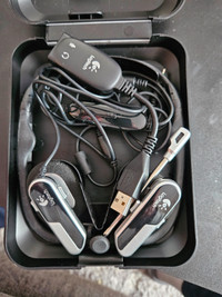 Logitech headset and mic, w/case