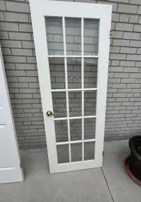 White  French Door 15 Glass Panes Solid Wood 