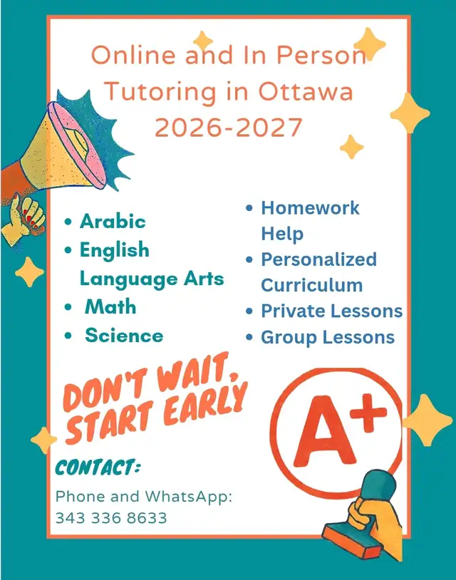 Online and In person Ottawa Tutor
