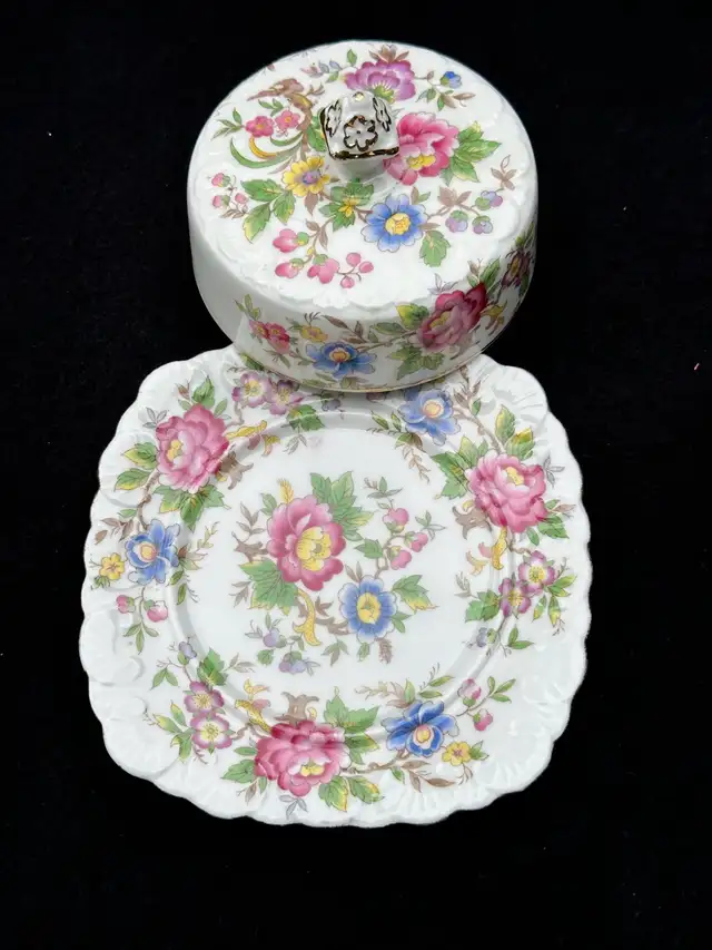 Rare covered butter dish England Bone China Royal Stafford “ Roc63295959010179121