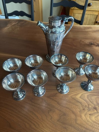 Vintage Marlboro silver plated drink mixer & goblets