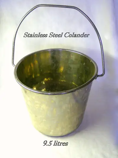 HD Stainless Steel Colander, handle, fits 10” diameter stockpot, View more