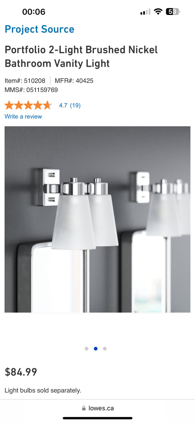 Portfolio Dual Vanity Light Fixture in Indoor Lighting & Fans in Calgary - Image 3