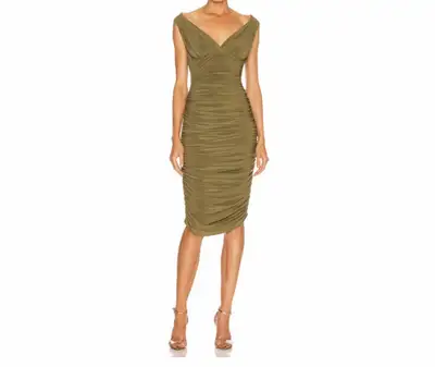 Norma Kamali Olive Ruched Dress, View more