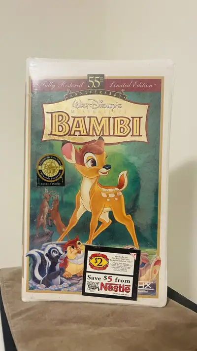 Relive the magic with this new, sealed 55th Anniversary Limited Edition of Walt Disney's Bambi on VH...