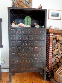 ANTIQUE WOODEN CHINESE HERBALIST CABINET