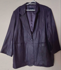 DENIM & CO Women’s Purple Leather Blazer Jacket